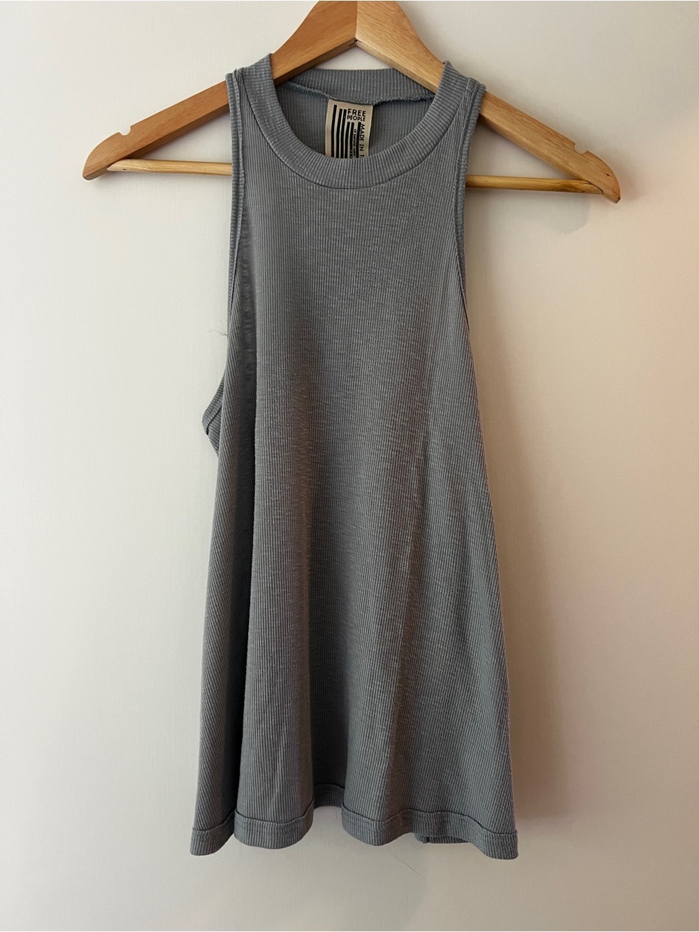 Free People Ribbed Swing Tank - Gray